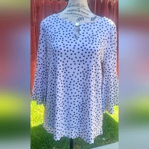 Kasper White and Black Polka Dots blouse